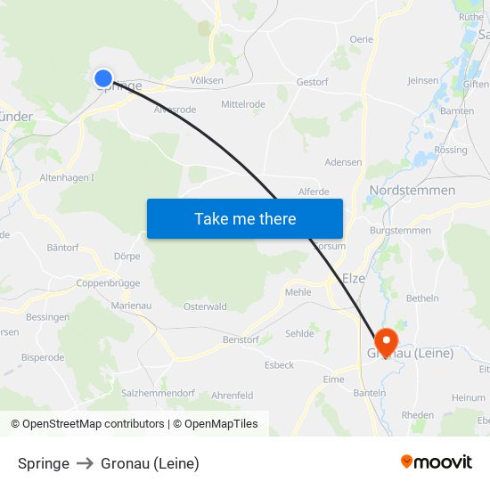 Springe to Gronau (Leine) map