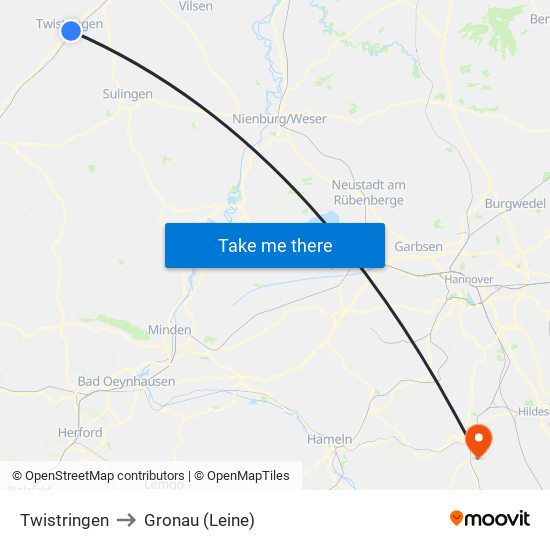 Twistringen to Gronau (Leine) map