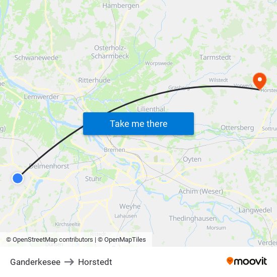 Ganderkesee to Horstedt map