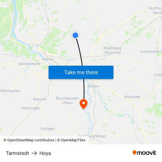 Tarmstedt to Hoya map