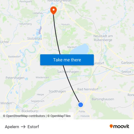 Apelern to Estorf map