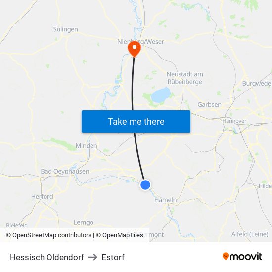 Hessisch Oldendorf to Estorf map