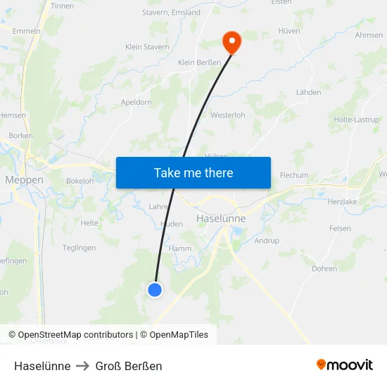 Haselünne to Groß Berßen map