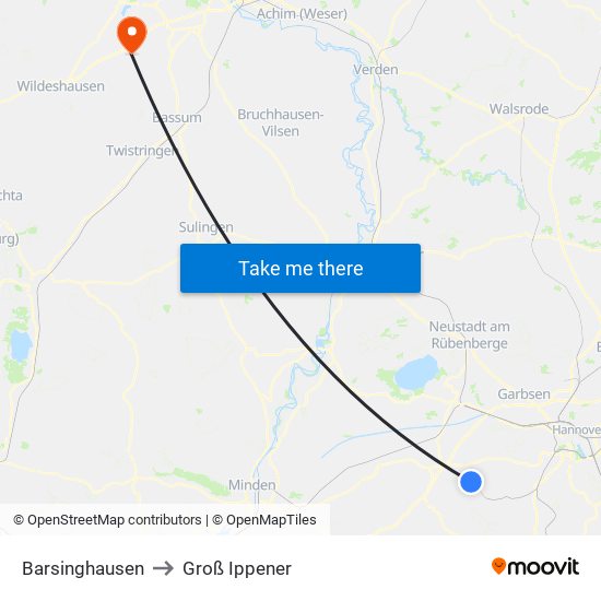 Barsinghausen to Groß Ippener map