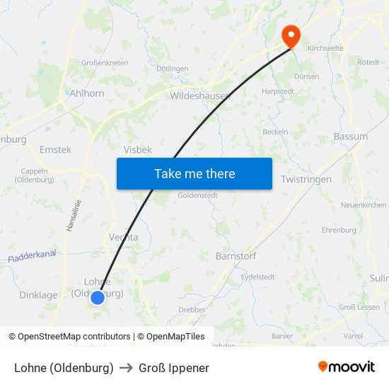 Lohne (Oldenburg) to Groß Ippener map