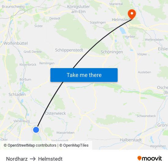 Nordharz to Helmstedt map