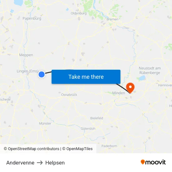 Andervenne to Helpsen map