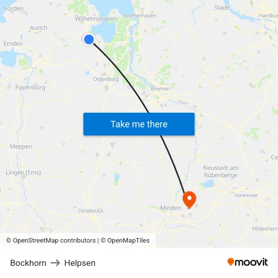 Bockhorn to Helpsen map