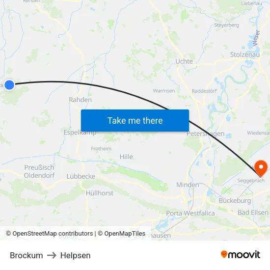 Brockum to Helpsen map