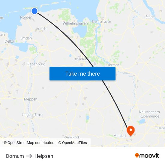 Dornum to Helpsen map