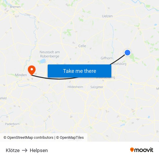 Klötze to Helpsen map