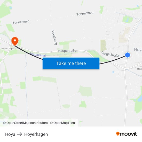 Hoya to Hoyerhagen map