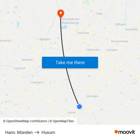 Hann. Münden to Husum map