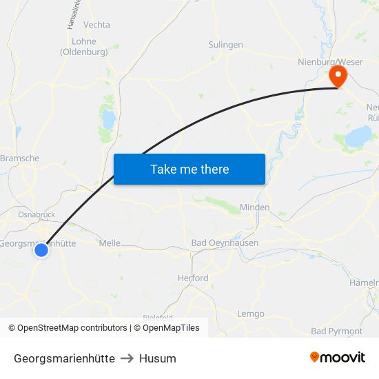 Georgsmarienhütte to Husum map