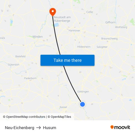 Neu-Eichenberg to Husum map