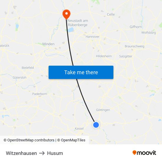 Witzenhausen to Husum map