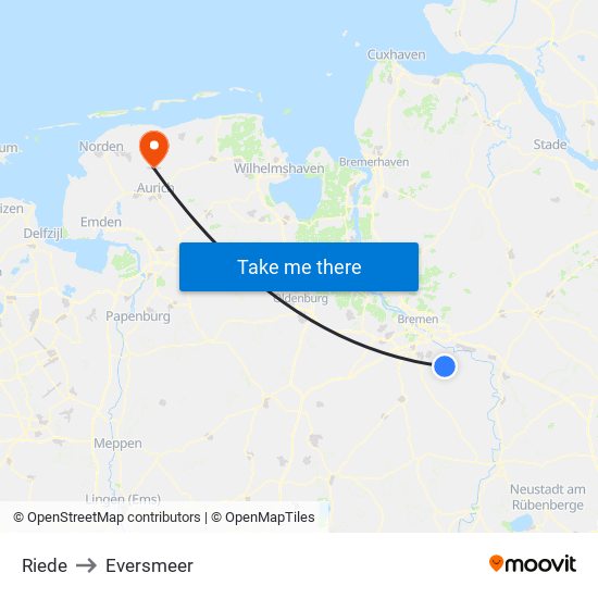 Riede to Eversmeer map