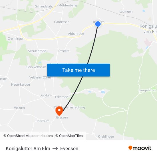 Königslutter Am Elm to Evessen map
