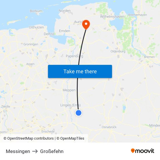 Messingen to Großefehn map