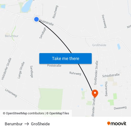 Berumbur to Großheide map