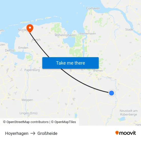 Hoyerhagen to Großheide map