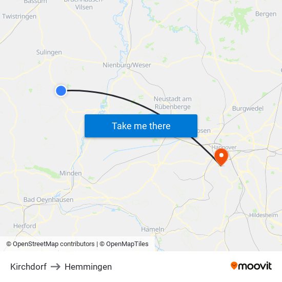 Kirchdorf to Hemmingen map