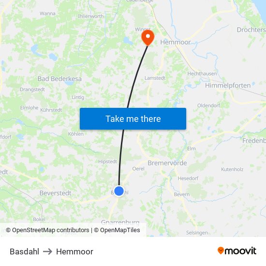 Basdahl to Hemmoor map