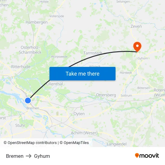 Bremen to Gyhum map