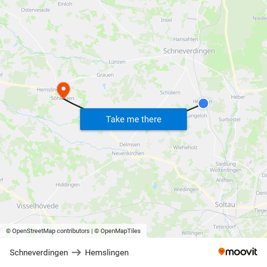 Schneverdingen to Hemslingen map