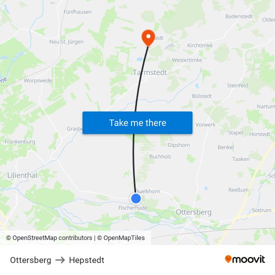 Ottersberg to Hepstedt map