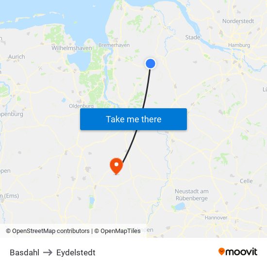 Basdahl to Eydelstedt map