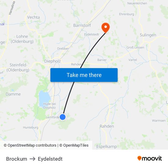 Brockum to Eydelstedt map