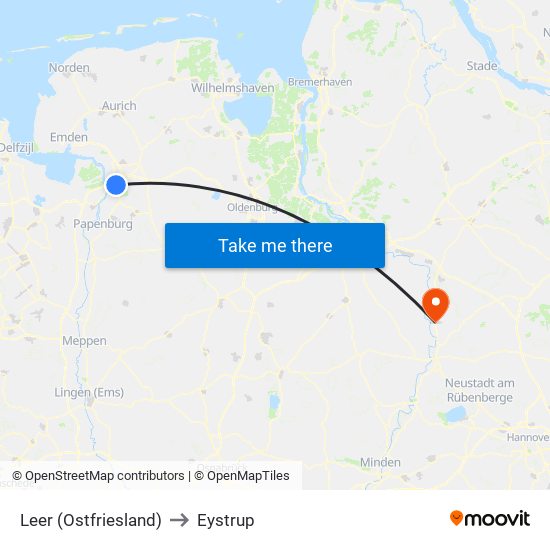 Leer (Ostfriesland) to Eystrup map