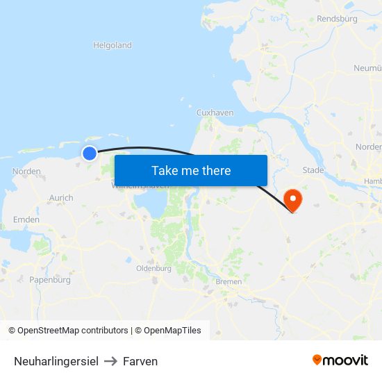 Neuharlingersiel to Farven map