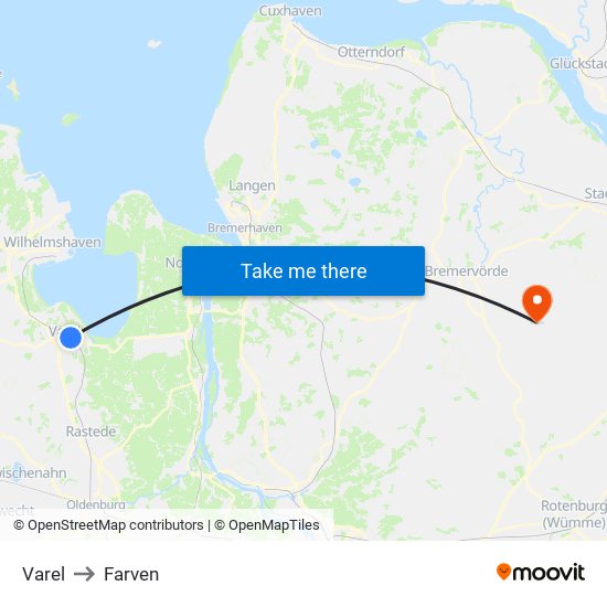 Varel to Farven map