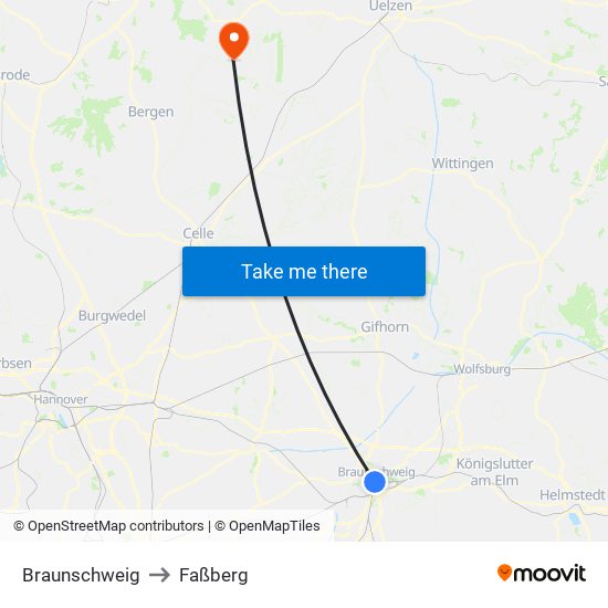 Braunschweig to Faßberg map