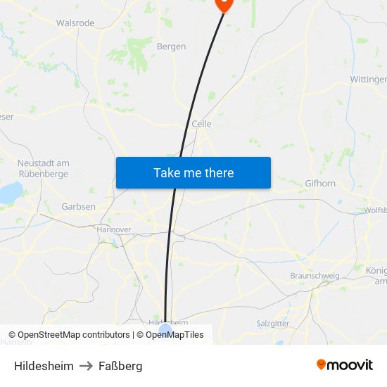 Hildesheim to Faßberg map