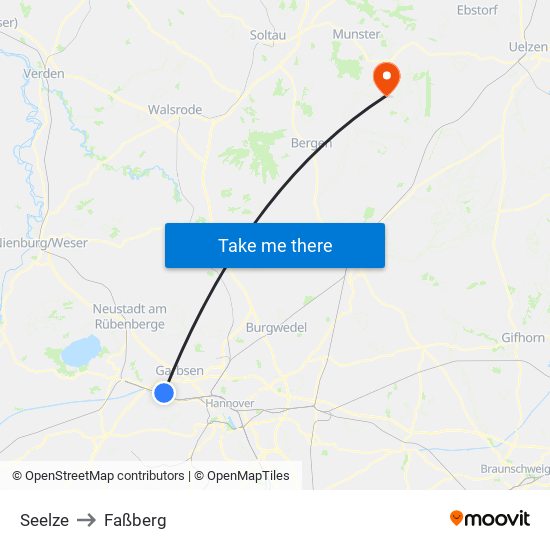 Seelze to Faßberg map