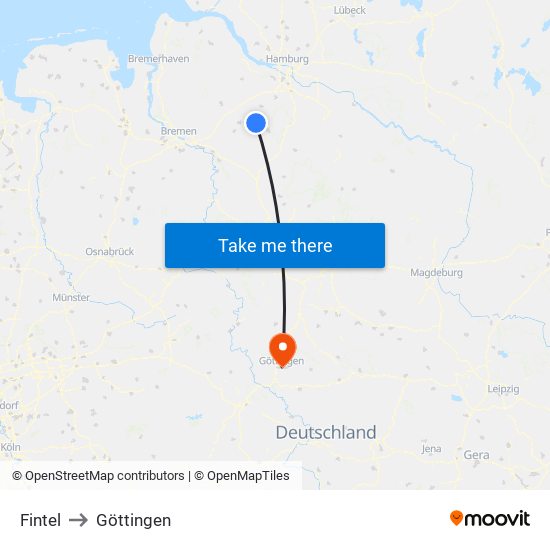 Fintel to Göttingen map
