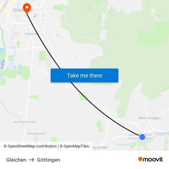 Gleichen to Göttingen map