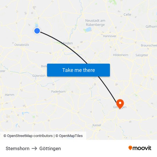 Stemshorn to Göttingen map