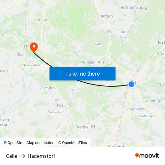 Celle to Hademstorf map