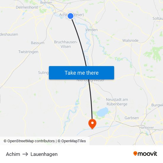 Achim to Lauenhagen map