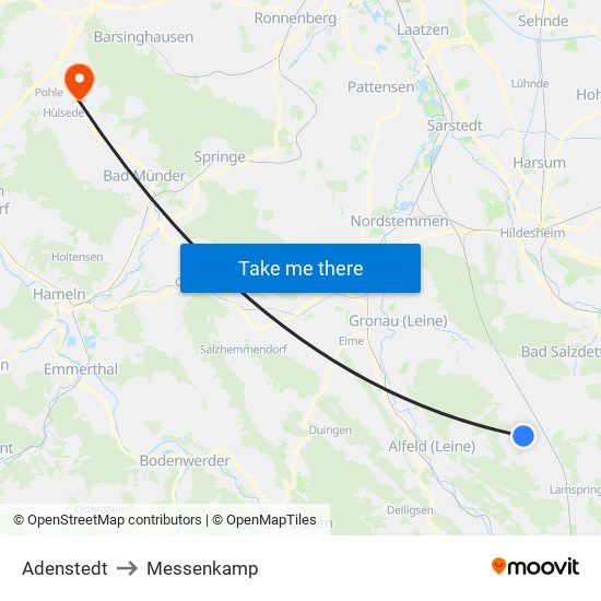 Adenstedt to Messenkamp map