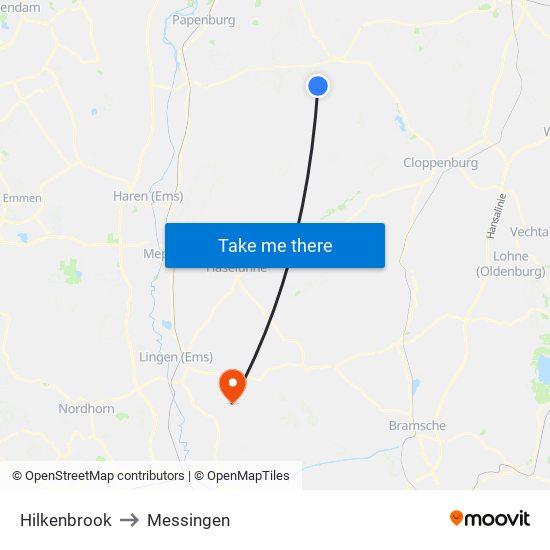 Hilkenbrook to Messingen map