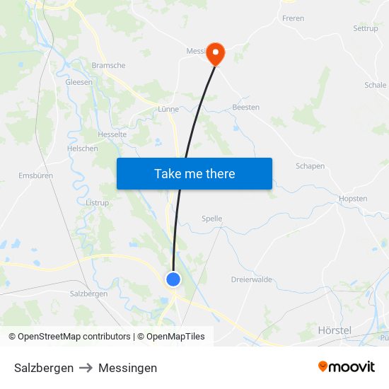 Salzbergen to Messingen map