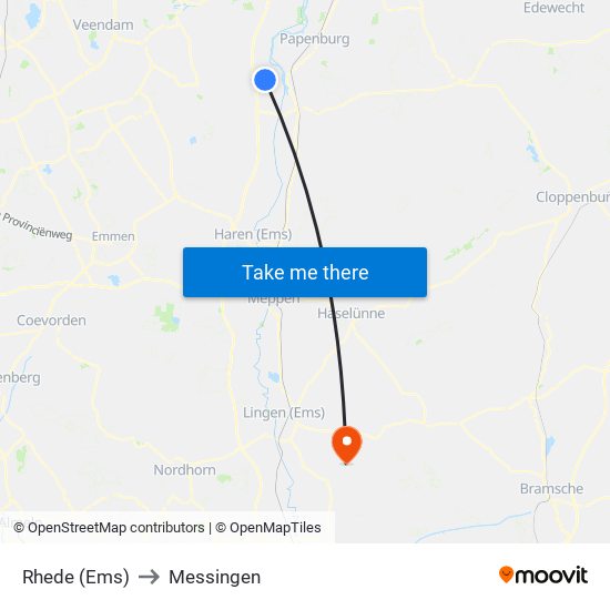 Rhede (Ems) to Messingen map