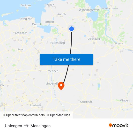 Uplengen to Messingen map