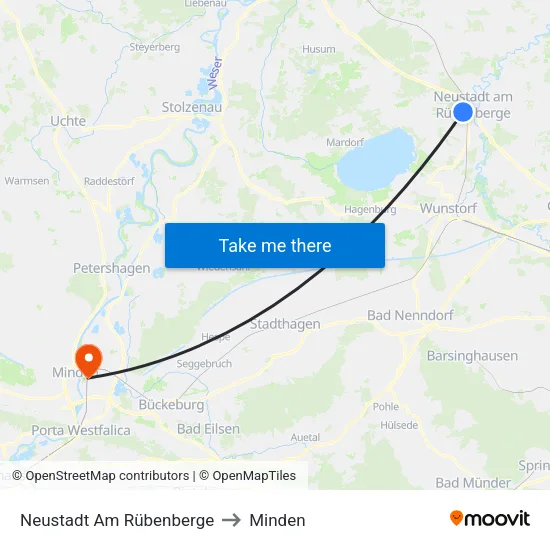Neustadt Am Rübenberge to Minden map