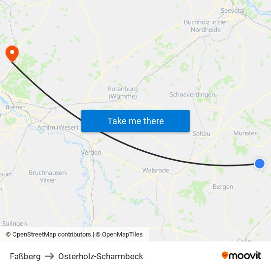 Faßberg to Osterholz-Scharmbeck map